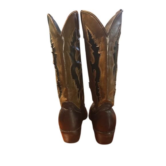 Acme Western Boots Cowboy Riding two toned with cutouts in black brown Men\'s 8 D main image 9